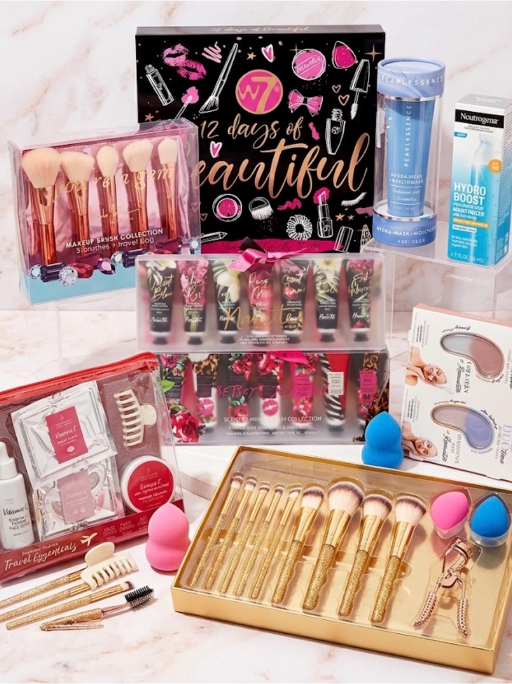 12 Days of Beautiful Pink & Gold Makeup Brush and Beauty Set
